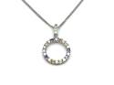 Silver Multistone & CZ Circle Pendant & Chain