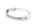 Silver Blue CZ Patterned Expanding Baby Bangle