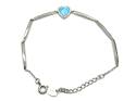 Silver Created Opal & CZ Heart Bracelet