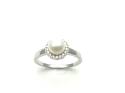 Silver Freshwater Pearl And CZ Cluster Ring