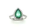 18ct White Gold Emerald & Diamond Pear Shaped Ring