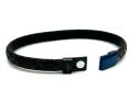 Black Leather Blue Stainless Steel Clasp Bracelet