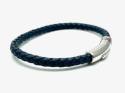 Navy Leather Polished Red & Blue Striped Bracelet