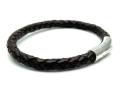 Brown Leather & Stainless Steel Clasp Bracelet