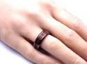 Tungsten Carbide Wood Inlay Brown IP Plating Ring