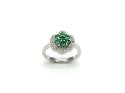 Silver Emerald & Diamond Cluster Ring