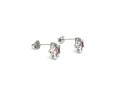 Silver Pink CZ Star Stud Earrings