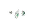 Silver Green CZ Star Stud Earrings