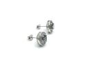 Silver Round Mystic & White CZ Halo Stud Earrings