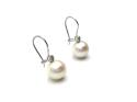 18ct White Gold FW Pearl & Diamond Drop Earrings