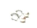 18ct White Gold FW Pearl & Diamond Drop Earrings