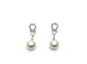 18ct White Gold FW Pearl & Diamond Drop Earrings