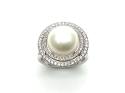 14ct White Gold Fresh Water Pearl & Diamond Ring