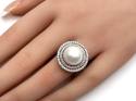 14ct White Gold Fresh Water Pearl & Diamond Ring