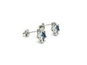 Silver Dark Blue CZ Star Stud Earrings