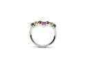 Silver Multicolour Teardrop CZ Wishbone Ring