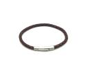 Leather Brown Plaited Bracelet Magnetic Clasp