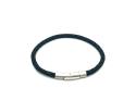 Leather Black Plaited Bracelet Magnetic Clasp