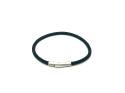 Leather Black Plaited Bracelet Magnetic Clasp