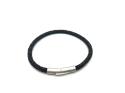 Dark Brown Leather Bracelet Stainless Steel Clasp