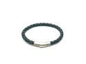 Green Leather Bracelet Stainless Steel Clasp