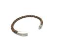 Brown Leather Bracelet Stainless Steel Clasp