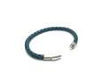 Waxy Blue Leather Bracelet Stainless Steel Clasp