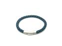 Waxy Blue Leather Bracelet Stainless Steel Clasp