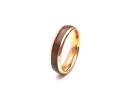 Tungsten Carbide Wood Inlay & Rose IP Plating Ring