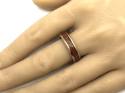 Tungsten Carbide Wood Inlay & Rose IP Plating Ring