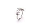 Silver CZ Leaf Design Ring