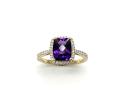 9ct Yellow Gold Amethyst & Diamond Halo Ring