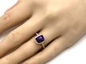 9ct Yellow Gold Amethyst & Diamond Halo Ring