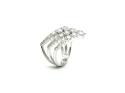 Silver CZ Three Row Wishbone Ring