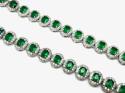 Silver Green & White CZ Oval Cluster Necklet