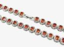 Silver Red & White CZ Oval Cluster Necklet