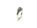 Silver Patterned Emerald Solitaire Ring