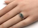 Silver Patterned Emerald Solitaire Ring