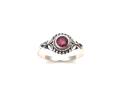 Silver Patterned Ruby Solitaire Ring