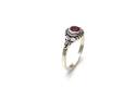 Silver Patterned Ruby Solitaire Ring