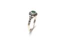 Silver Patterned Emerald Solitaire Ring