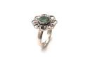 Silver Emerald Solitaire Flower Ring