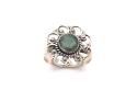 Silver Emerald Solitaire Flower Ring