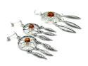 Silver Amber Dream Catcher Pendant & Earrings Set