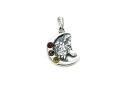 Silver Multi Amber Mystic Wolf & Moon Pendant