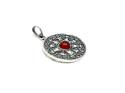 Silver Amber Star Flower Ornate Circle Pendant