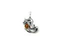 Silver Amber Oriental Dragon Pendant