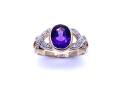 14ct Amethyst & Diamond Solitaire Ring