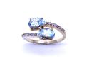 9ct Aquamarine & Diamond Twist Ring