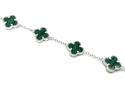 Silver Green Multi Clover Bracelet